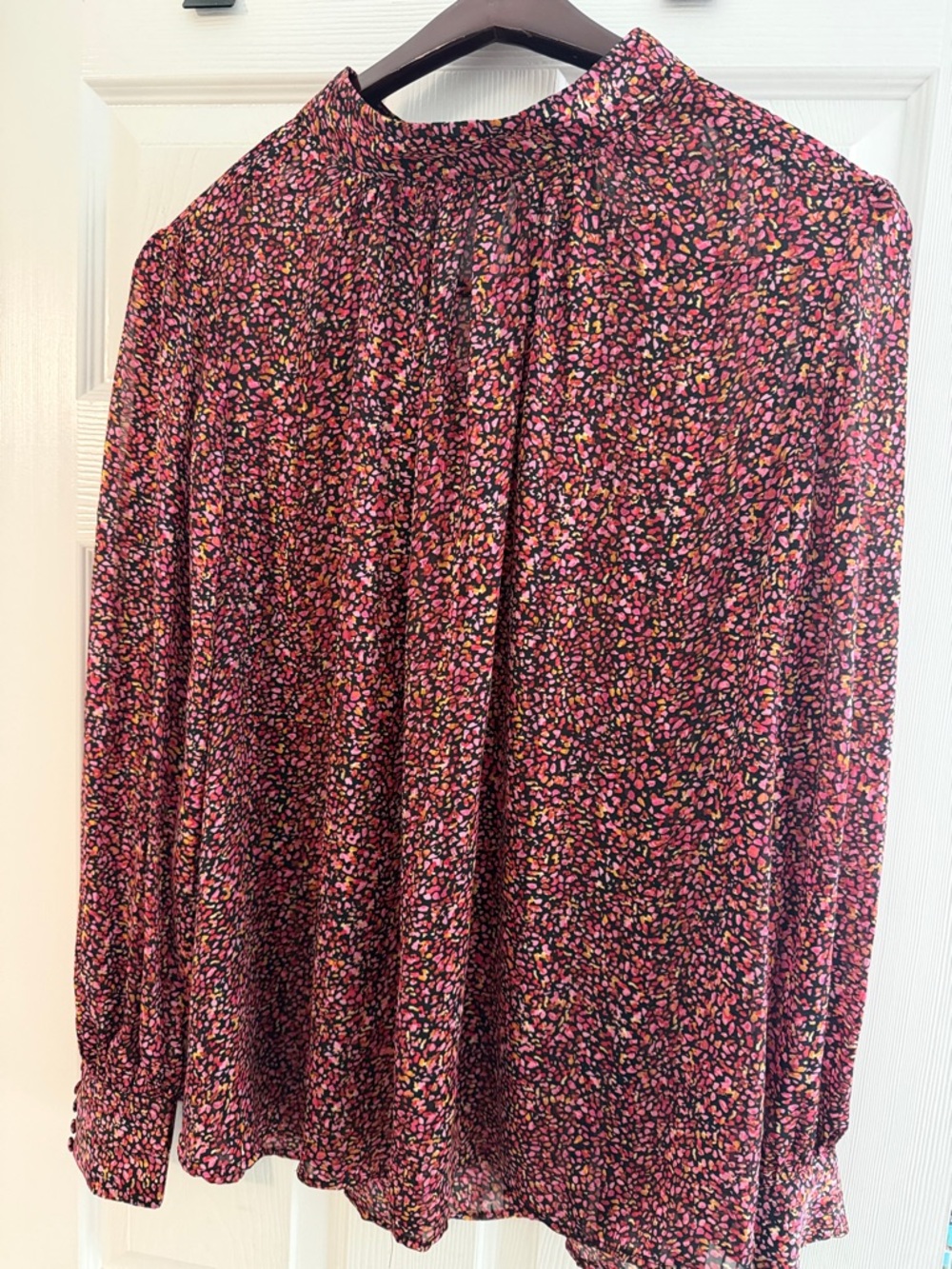 H&M Multicolor Floral Print Long Sleeve Blouse - Pink, Black, Yellow